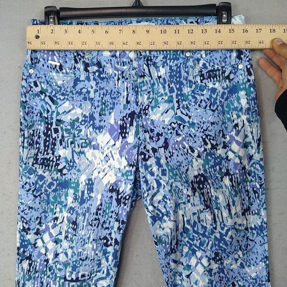 Nine West Chrystie Capri Jeans Womens 8 Blue Allover Print Crop Comfort Spring - Picture 6 of 13